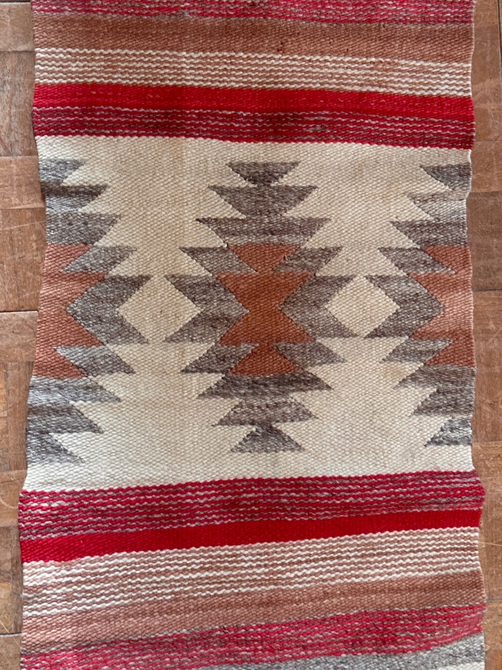 Handwoven Southwestern-Style Rug in Red, Tan & Gray